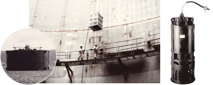 明石海峡大橋のケーソン沈設で当社水中ポンプが採用