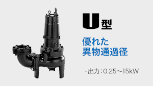 U型 優れた異物通過径 出力:0.25～15kW