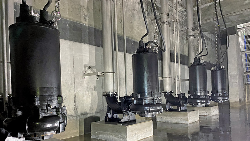 地下トンネルの雨水排水ポンプ設備