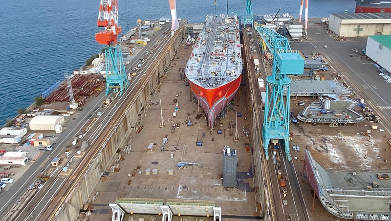 造船所における地下水抽水用ポンプ