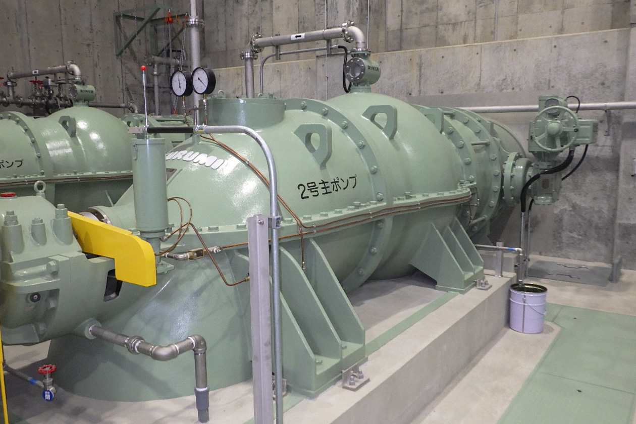 排水機場へのポンプ導入で、豪雨による浸水を防ぐ